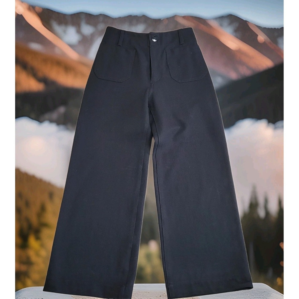 🖤MAEVE Anthropologie Pants Womens 25 Black The Colette Wide Leg Minimalist Boho